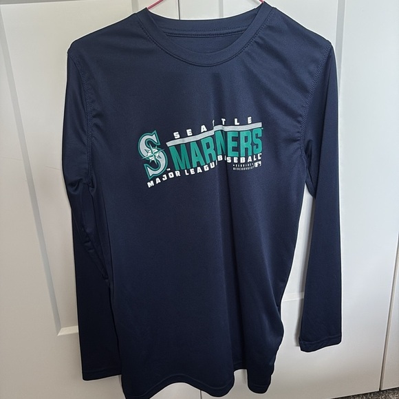 EUC [MLS] Seattle Mariners MLB Navy Performance Long-Sleeve Shirt Youth M 10/12 - Picture 1 of 8